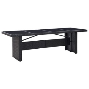 vidaXL, vidaXL Gartentisch Schwarz 240x90x74 cm Poly Rattan und Glas, vidaXL Gartentisch Schwarz 240x90x74 cm Poly-Rattan und Glas