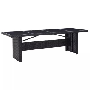 vidaXL, vidaXL Gartentisch Schwarz 240x90x74 cm Poly Rattan und Glas, vidaXL Gartentisch Schwarz 240x90x74 cm Poly-Rattan und Glas