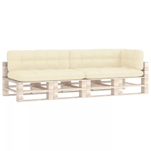 vidaXL, vidaXL Palettensofa-Auflagen 5 Stk. Creme, vidaXL Palettenkissen 5-tlg. Creme Stoff