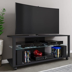 VCM, Holz TV Lowboard Rollen Fernsehschrank mobil Rack Konsole Möbel Fernsehtisch Fernseh Phono Glas Folas XL Holz TV Lowboard Rollen Fernsehschrank mobil Rack Konsole Möbel Fernsehtisch Fernseh Phono Glas Folas XL, MID.YOU Lowboard 115/45/41 cm , Folas , Schwarz , Glas , 115x45x41 cm , melaminharzbeschichtet,Nachbildung , stehend, In verschiedenen Grössen erhältlich, in verschiedenen Holzdekoren erhältlich , 000657031618