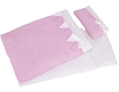goki, Goki Puppenm?bel Bettzeug Rosa gestreift, Goki 51589 - Puppenbettzeug rosa Streifen