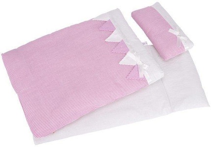 goki, Goki Puppenm?bel Bettzeug Rosa gestreift, Goki 51589 - Puppenbettzeug rosa Streifen