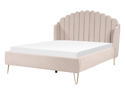 Beliani, Bett mit Lattenrost aus Polyester Retro AMBILLOU Bett mit Lattenrost aus Polyester Retro AMBILLOU