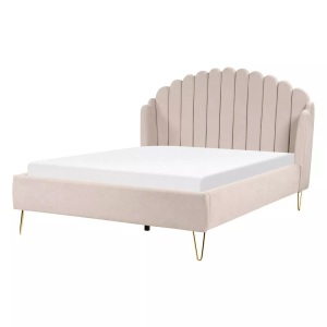 Beliani, Bett mit Lattenrost aus Polyester Retro AMBILLOU Bett mit Lattenrost aus Polyester Retro AMBILLOU