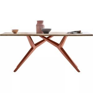 mutoni design, Tisch 180x90 cm - Akazie natur - Metall antikbraun - mit Baumkante, Massivholztisch 180x90 - Akazie natur - Metall antikbraun - mit Baumkante