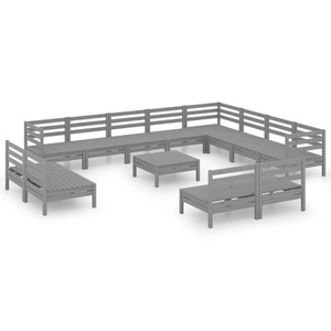 vidaXL, vidaXL 13-tlg. Garten-Lounge-Set Massivholz Kiefer Grau, vidaXL 13-tlg. Garten-Lounge-Set Massivholz Kiefer Grau