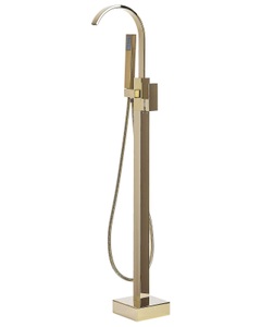 Beliani, Beliani Wannenarmatur freistehend Messing gold RIBBON Badewannenarmatur, Beliani - Freistehende Badewannenarmatur aus Messing Modern RIBBON, One Size, Gelbgold
