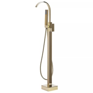Beliani, Beliani Wannenarmatur freistehend Messing gold RIBBON Badewannenarmatur, Beliani - Freistehende Badewannenarmatur aus Messing Modern RIBBON, One Size, Gelbgold