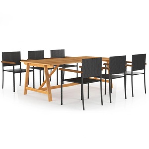 vidaXL, vidaXL 7-tlg. Garten-Essgruppe Schwarz, vidaXL 7-tlg. Garten-Essgruppe Schwarz