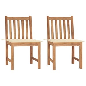 vidaXL, vidaXL Gartenstühle 2 Stk. mit Kissen Massivholz Teak