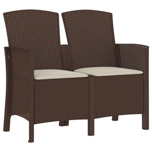 vidaXL, vidaXL 2-Sitzer Gartenbank mit Kissen PP Rattan Braun, vidaXL Gartenbank 2-Sitzer mit Kissen PP-Rattan Braun