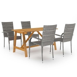 vidaXL, vidaXL 5-tlg. Garten-Essgruppe Grau, vidaXL 5-tlg. Garten-Essgruppe Grau