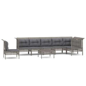 vidaXL, vidaXL 8-tlg. Garten-Lounge-Set mit Kissen Grau Poly Rattan