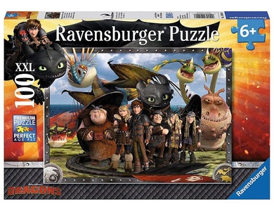 Ravensburger, RAVENSBURGER Puzzle 100 Teile Ohnezahn und seine Freunde, 