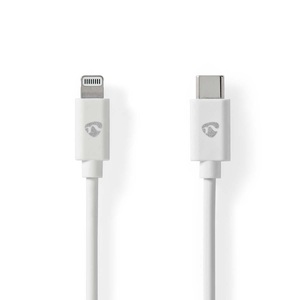 Nedis, Lightning Kabel | USB 2.0 | Apple Lightning, 8-polig | USB-C? Stecker | 480 Mbps | Vernickelt | 2,00 m | Rund | PVC | Weiß | Etikett