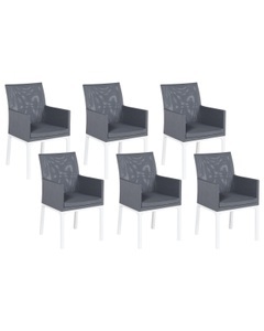 Beliani, Beliani Gartenstuhl Aluminium grau 6er Set BACOLI, Beliani - Gartenstuhl 6er Set aus Polyester Modern BACOLI, One Size, Spacegrau