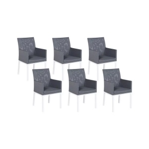 Beliani, Beliani Gartenstuhl Aluminium grau 6er Set BACOLI, Beliani - Gartenstuhl 6er Set aus Polyester Modern BACOLI, One Size, Spacegrau