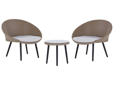 Beliani, Bistro Set aus PE Rattan Modern ORTIGIA Bistro Set aus PE Rattan Modern ORTIGIA, Beliani - Bistro Set aus PE Rattan Boho ORTIGIA, One Size, Baumnuss