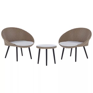 Beliani, Bistro Set aus PE Rattan Modern ORTIGIA Bistro Set aus PE Rattan Modern ORTIGIA, Beliani - Bistro Set aus PE Rattan Boho ORTIGIA, One Size, Baumnuss