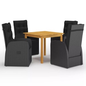 vidaXL, vidaXL 5-tlg. Garten-Essgruppe Schwarz, vidaXL 5-tlg. Garten-Essgruppe Schwarz