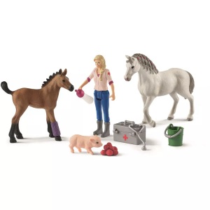 Schleich, Schleich Farm World - Schleich Arztbesuch bei Stute und Fohlen (19x5,5x11,5) in bunt, schleich® Arztbesuch bei Stute und Fohlen