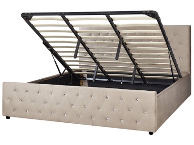 Beliani, Bett mit Lattenrost aus Samtstoff Glamourös AMIENS Bett mit Lattenrost aus Samtstoff Glamourös AMIENS