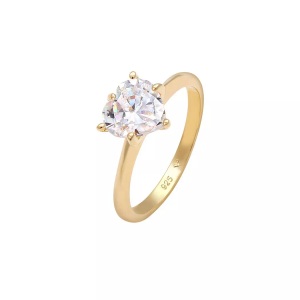 Elli, Ring Damen Gold 54mm, Elli - Ring Herz Zirkonia, 54mm, Weiss