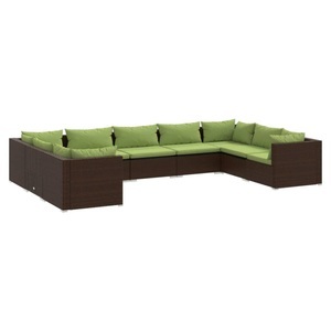 vidaXL, vidaXL 9-tlg. Garten-Lounge-Set mit Kissen Poly Rattan Braun