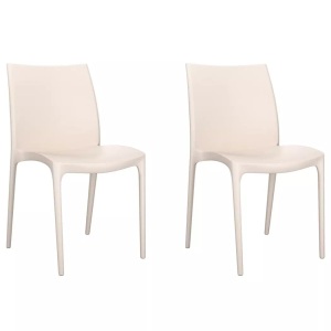 vidaXL, vidaXL Gartenstühle 2 Stk. Creme 50x46x80 cm Polypropylen, vidaXL Gartenstühle 2 Stk. Creme 50x46x80 cm Polypropylen