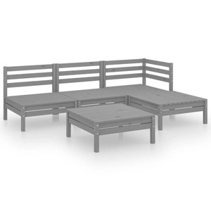 vidaXL, vidaXL 5-tlg. Garten-Lounge-Set Kiefer Massivholz Grau, vidaXL 5-tlg. Garten-Lounge-Set Massivholz Kiefer Grau