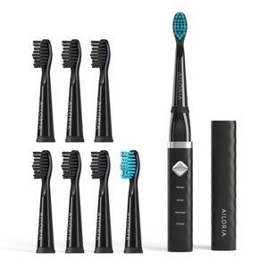 Ailoria, Ailoria - Set Elektrische Zahnbürste mit 8 Bürstenaufsätzen Flash Travel - Schwarz, AILORIA - FLASH TRAVEL USB-Schallzahnbürste, One Size, Schwarz