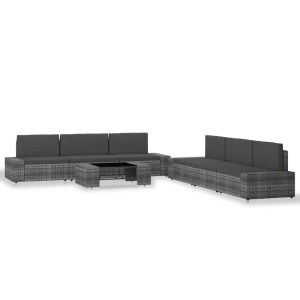 Diverse Hardware, 7-tlg. Garten-Lounge-Set Poly Rattan Grau