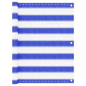 vidaXL, vidaXL Balkon-Sichtschutz Blau und Weiß 75x500 cm HDPE, vidaXL Balkon-Sichtschutz Blau und Weiß 75x500 cm HDPE