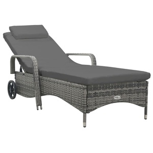 vidaXL, vidaXL Sonnenliege mit Rädern Poly Rattan Anthrazit, vidaXL Sonnenliege mit Rädern Poly Rattan Anthrazit
