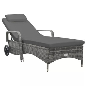 vidaXL, vidaXL Sonnenliege mit Rädern Poly Rattan Anthrazit, vidaXL Sonnenliege mit Rädern Poly Rattan Anthrazit