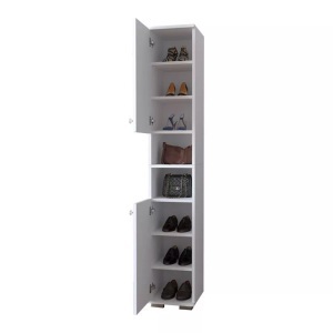 VCM, Holz schmaler Schuhschrank Schuhregal Schrank Dielenmöbel Gados M Holz schmaler Schuhschrank Schuhregal Schrank Dielenmöbel Gados M, VCM - Holz schmaler Schuhschrank Schuhregal Schrank Dielenmöbel Gados M, 30cm, Weiss