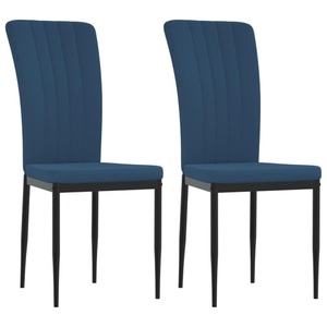 vidaXL, vidaXL Esszimmerstühle 2 Stk. Blau Samt, vidaXL Esszimmerstühle 2 Stk. Blau Samt