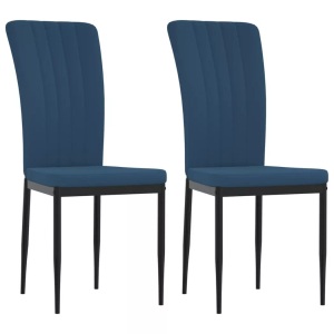 vidaXL, vidaXL Esszimmerstühle 2 Stk. Blau Samt, vidaXL Esszimmerstühle 2 Stk. Blau Samt