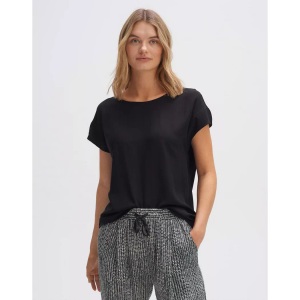 OPUS, OPUS Blusenshirt »Skita«, im edlen Material-Mix, OPUS - Skita soft Gerade, für Damen, Schwarz, Größe 38