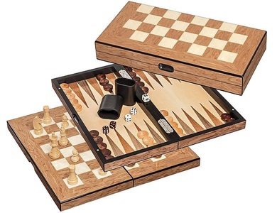 Philos, Philos 2518 - Chess Backgammon, Dame Set, Feld 40 mm, Farbe, Licht Braun, Strategiespiel, Brettspiel, Philos 2518 - Chess Backgammon, Dame Set, Feld 40 mm, Farbe, Licht Braun, Strategiespiel, Brettspiel