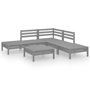 vidaXL, vidaXL 6-tlg. Garten-Lounge-Set Massivholz Kiefer Grau