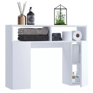 VCM, Holz Wandregal Hängeregal Überbau WC Toilette Badmöbel Waschmaschine Schrank Regal Tinoli Holz Wandregal Hängeregal Überbau WC Toilette Badmöbel Waschmaschine Schrank Regal Tinoli, VCM - Holz Wandregal Hängeregal Überbau WC Toilette Badmöbel Waschmaschine Schrank Regal Tinoli S, 76 CM, Weiss