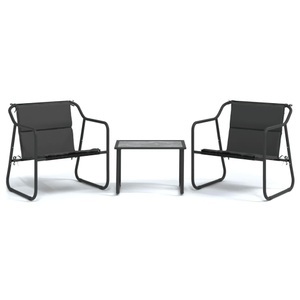 vidaXL, vidaXL 3-tlg. Garten-Lounge-Set mit Kissen Anthrazit Stahl, vidaXL 3-tlg. Garten-Lounge-Set mit Kissen Anthrazit Stahl