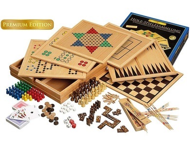 undefined, Philos 3101 Brettspiel, Philos 3101 - Holz Spielesammlung 100, Premium Edition