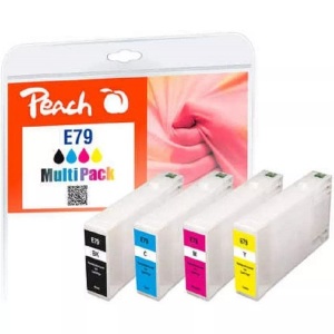Peach, Peach Spar Pack Tintenpatronen kompatibel zu Epson No. 79, T7915, Peach E79 4 Druckerpatronen (bk, c/m/y) ersetzt Epson No. 79, C13T79154010 für z.B. Epson WorkForce Pro WF -4600, Epson WorkForce Pro WF -4630 DWF