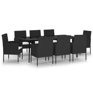 vidaXL, vidaXL 9-tlg. Garten-Essgruppe Schwarz, 