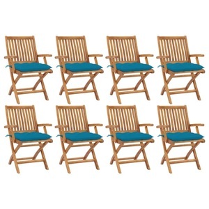 vidaXL, vidaXL Klappbare Gartenstühle mit Kissen 8 Stk. Massivholz Teak