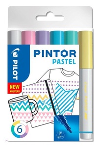 Pilots, Pilots Pilot Marker Pintor Pastel Fein, 6-er, Pilot Marker Set Pintor, 1.0mm, pastel, S6/0517467, (6 Farben)