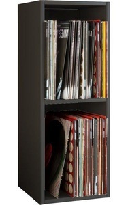 VCM, Holz Schallplatten LP Stand Regal Archivierung Ständer Aufbewahrung Platto 2fach Holz Schallplatten LP Stand Regal Archivierung Ständer Aufbewahrung Platto 2fach, VCM - Holz Stand Regal | mit 2 großen Fächer Maße: H. 72 x B. 34 T. 30 cm Platz für 65 Schallplatten 1 fester Fachboden Platto, 34cm, Schwarz