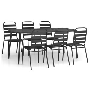 vidaXL, vidaXL 7-tlg. Garten-Essgruppe Anthrazit Stahl, vidaXL 7-tlg. Garten-Essgruppe Anthrazit Stahl